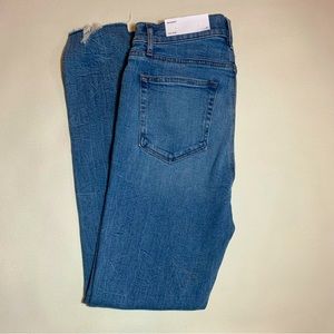LOFT Mid Rise Skinny Jeans  Med Wash with Strayed Ankle Size 2